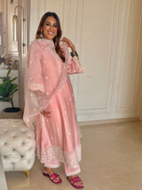 Nia Sharma in AAROHI - Blush Pink Chanderi A-line Suit Set