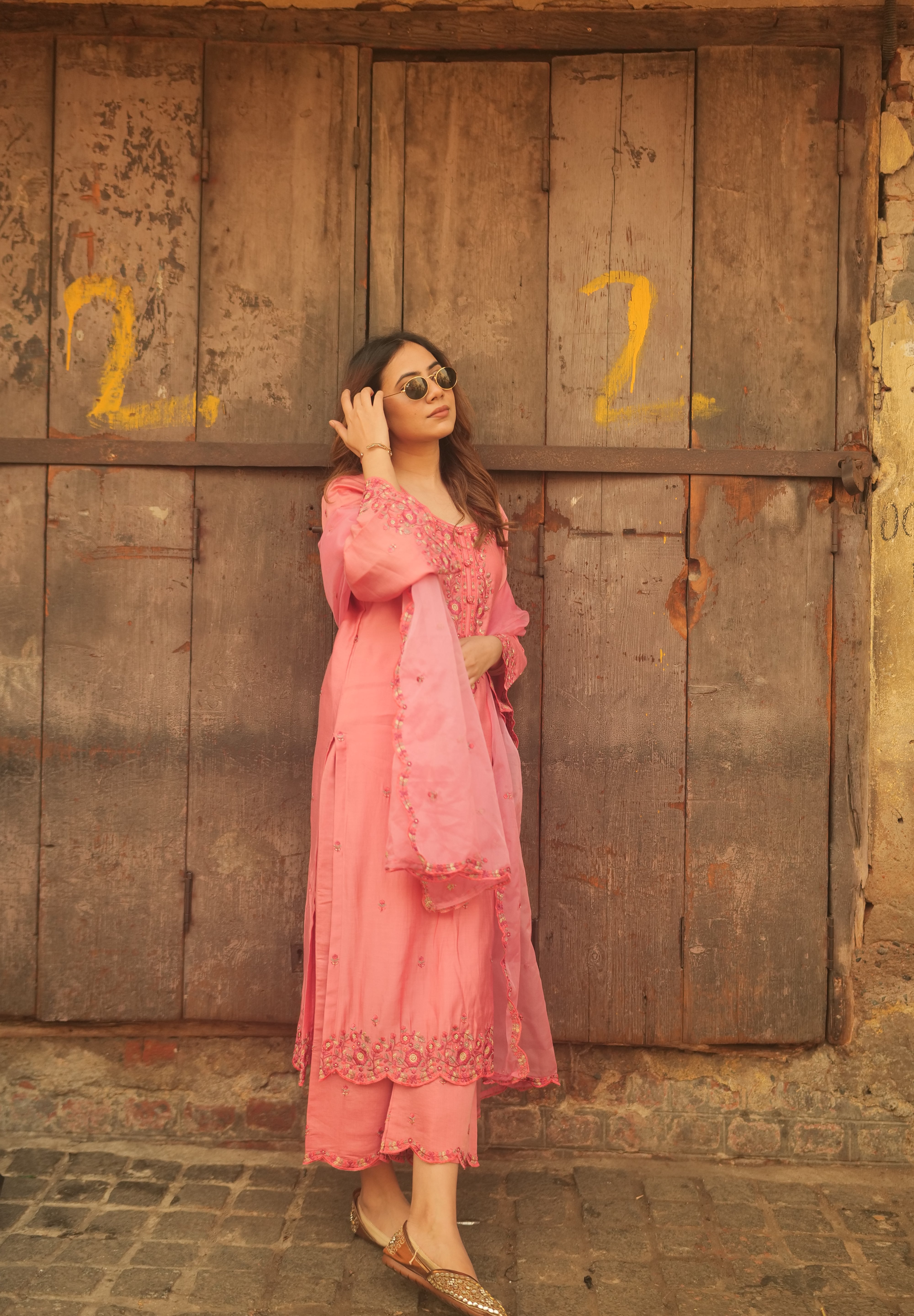 Arpita Gupta in AFSANA - Pink Chanderi Suit Set