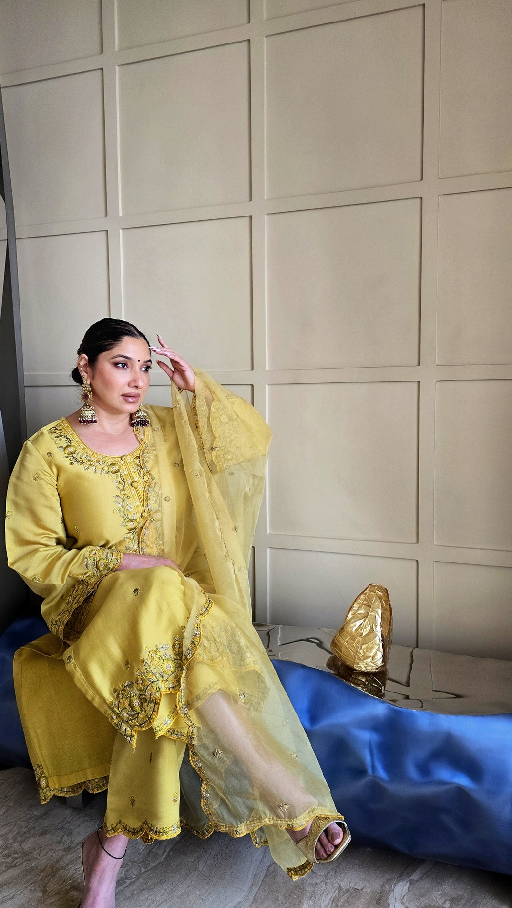 Shonima Kaul in ANYA -  Yellow Chanderi Suit Set