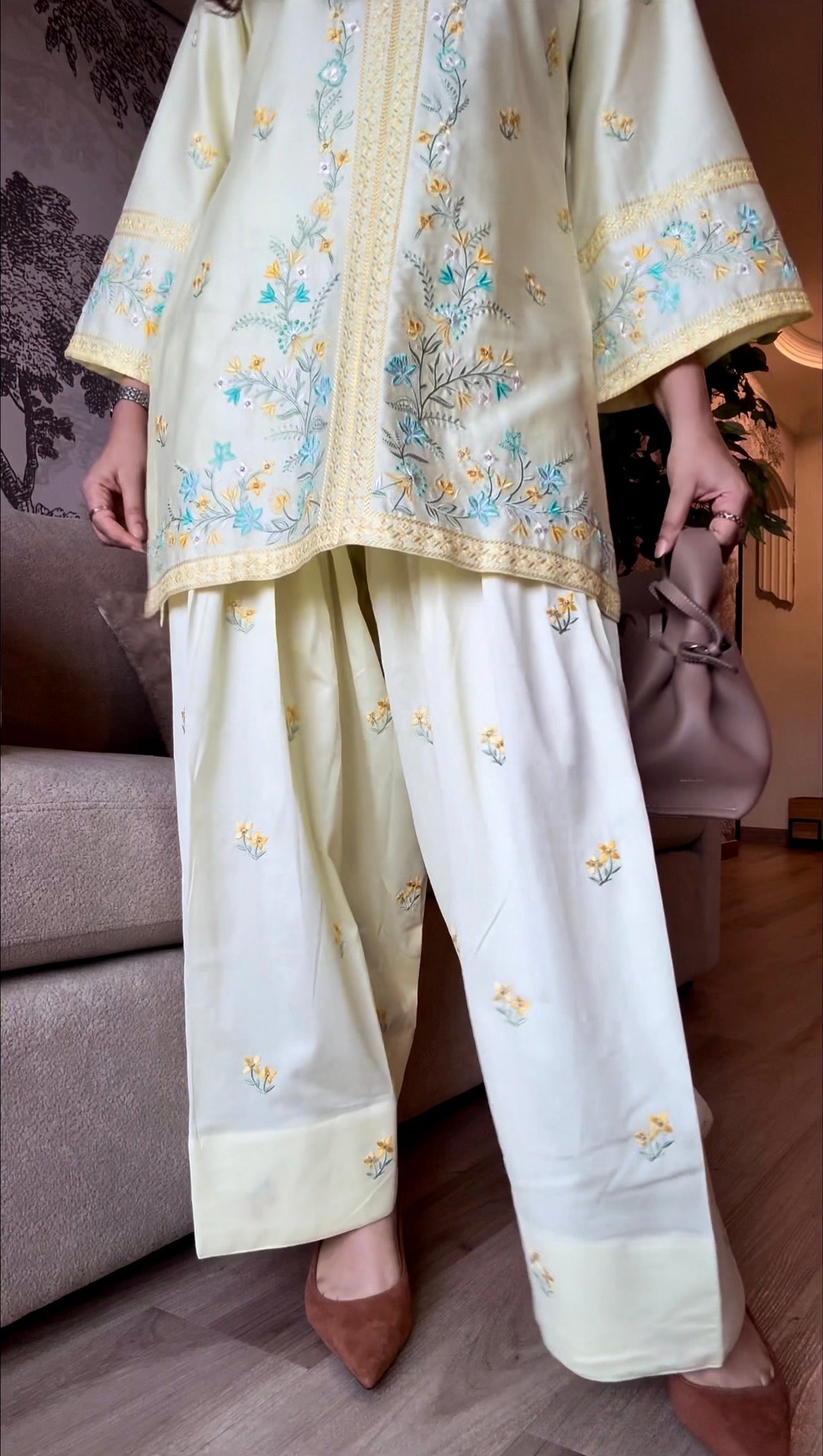 Silkeena Kauur in VIAN - Yellow Embroidered Co-ord Set