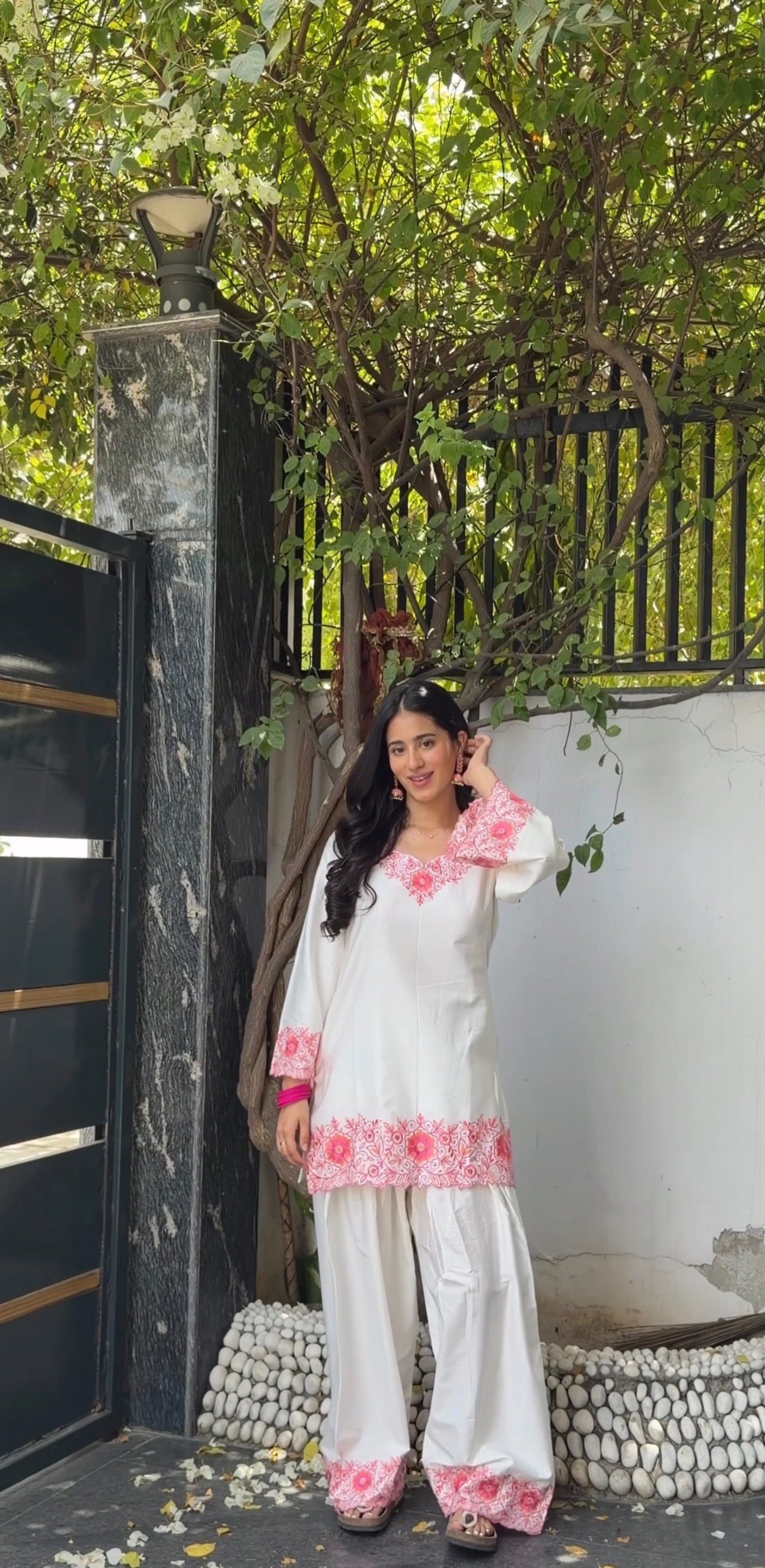 Bhumika Dhingra in SCARLET -  White Embroidered Co-ord Set