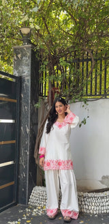 Bhumika Dhingra in SCARLET -  White Embroidered Co-ord Set