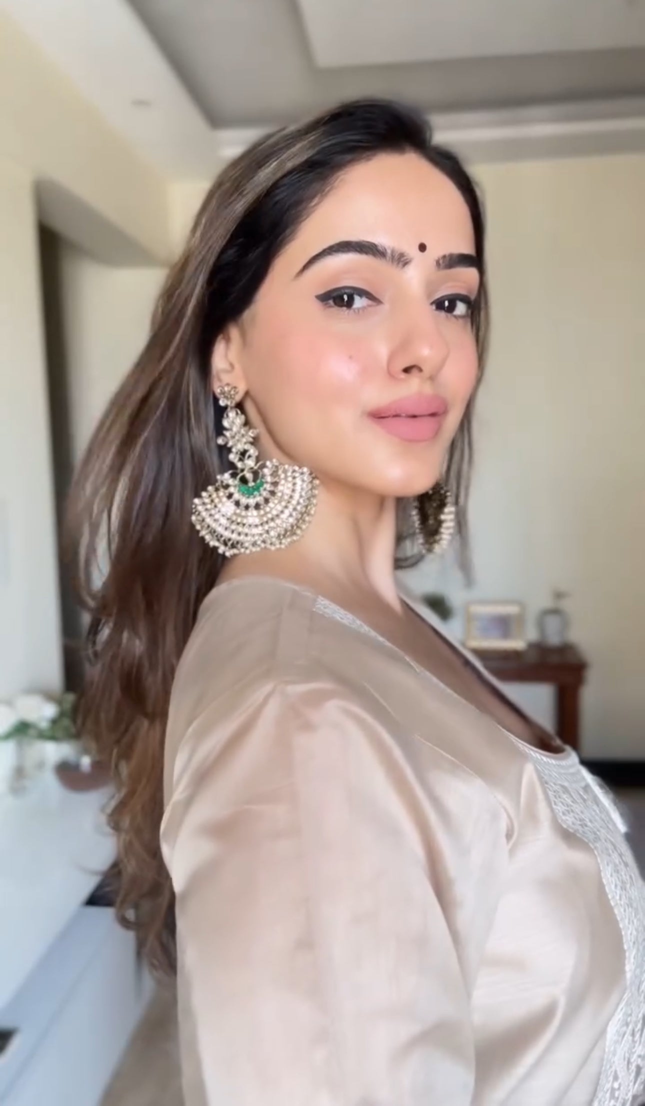 Amita Singh in Hazel Beige Chanderi Suit Set