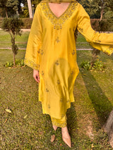 Ishita Sandhu in MEERA - Yellow Chanderi Suit Set