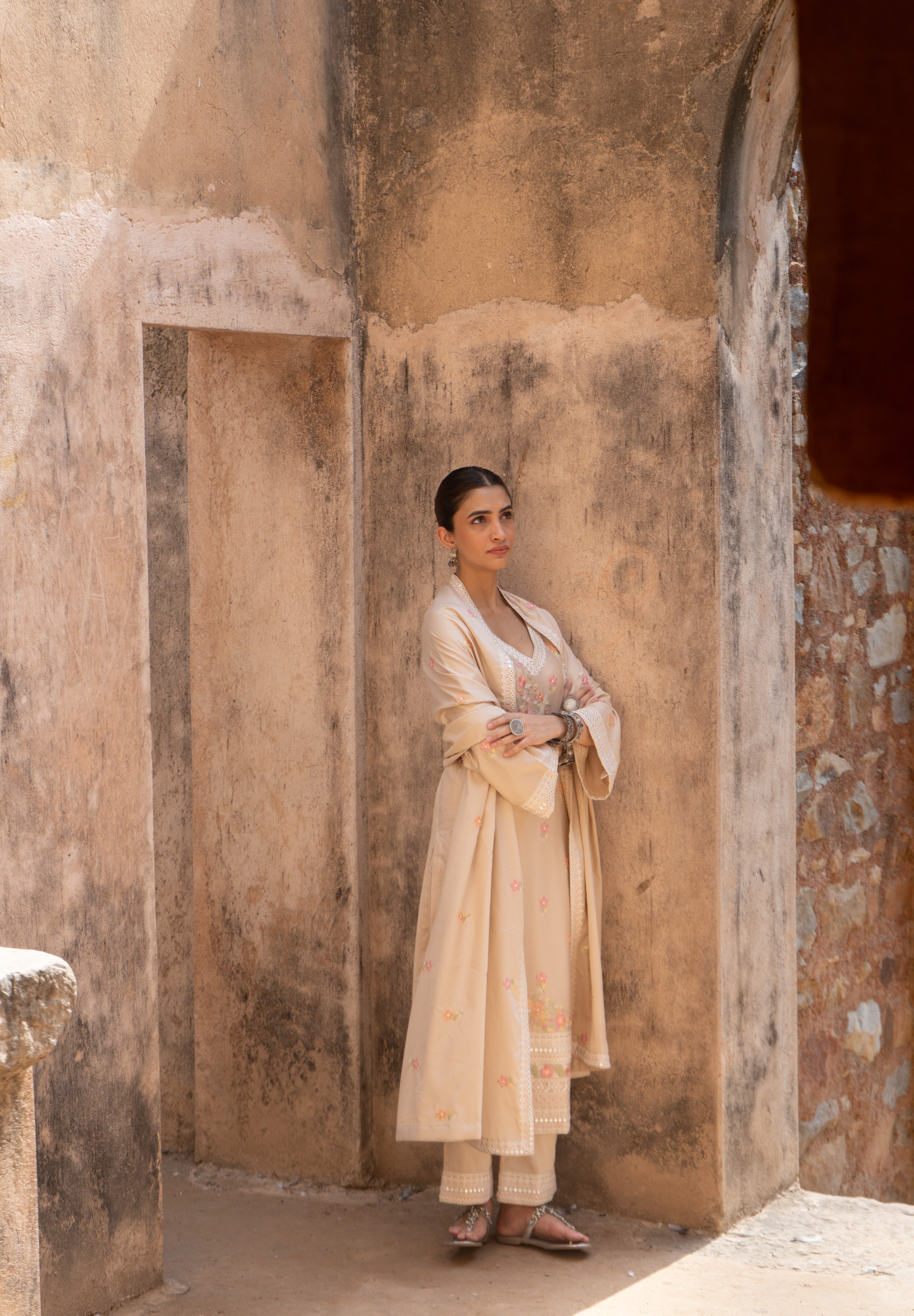 Shreya Lakhani in ROOHANI - Beige Cotton Suit Set