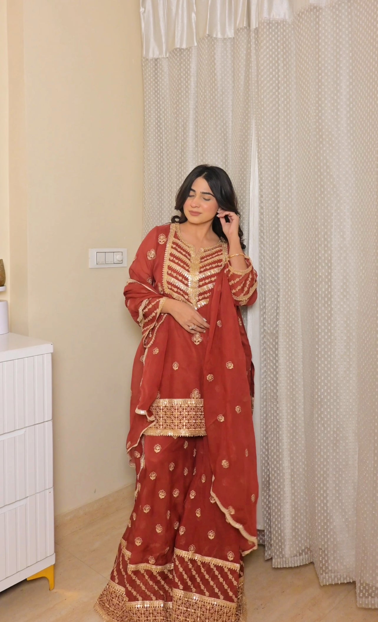 Shivani Kapoor in SIYAH - Rust Organza Sharara Set