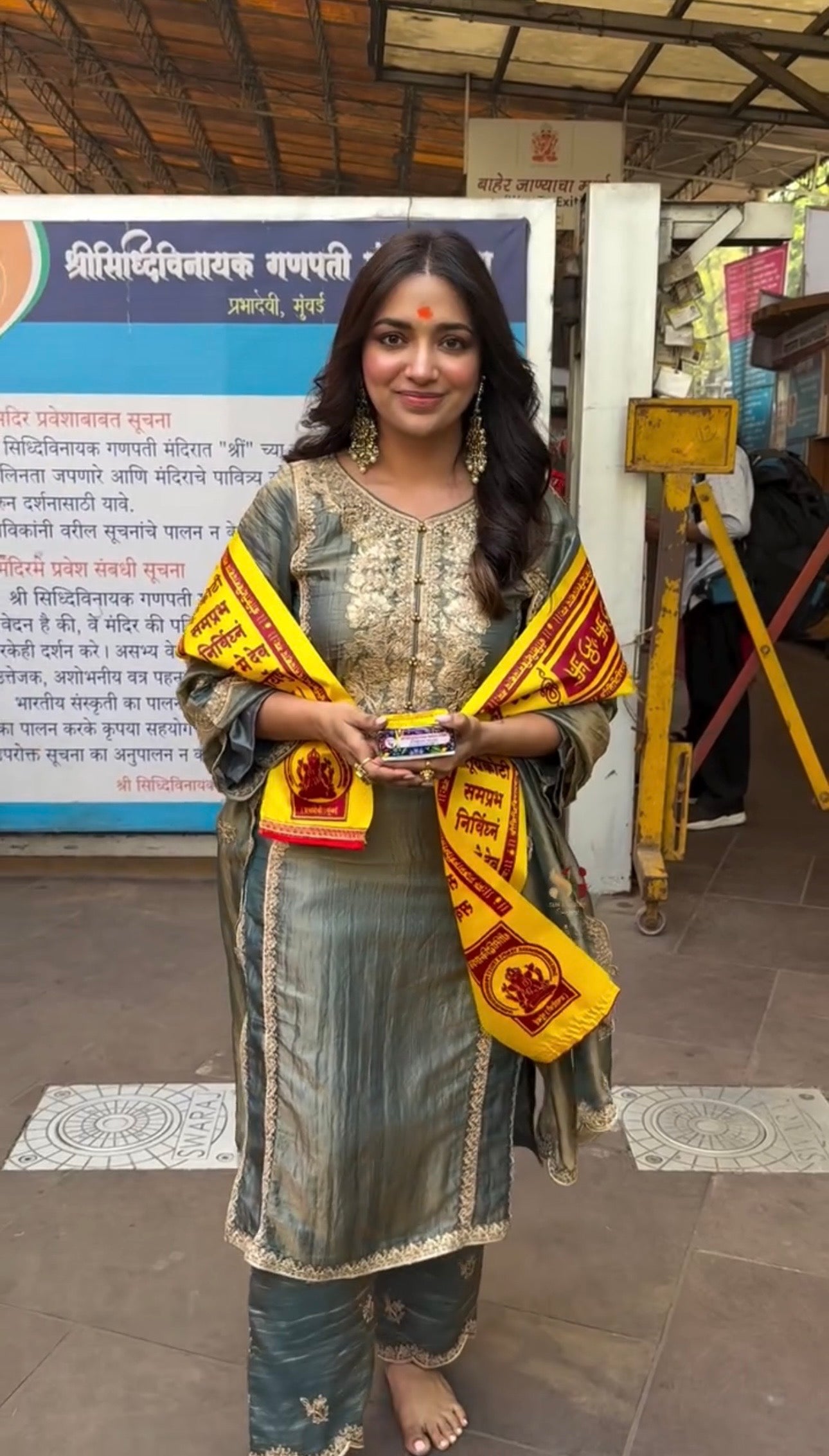 Jiya Shankar in HAYA - Sage Blue Tissue-Organza Suit Set