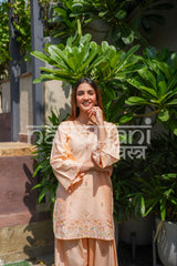 LYRA - Peach Embroidered Cotton Co-ord Set