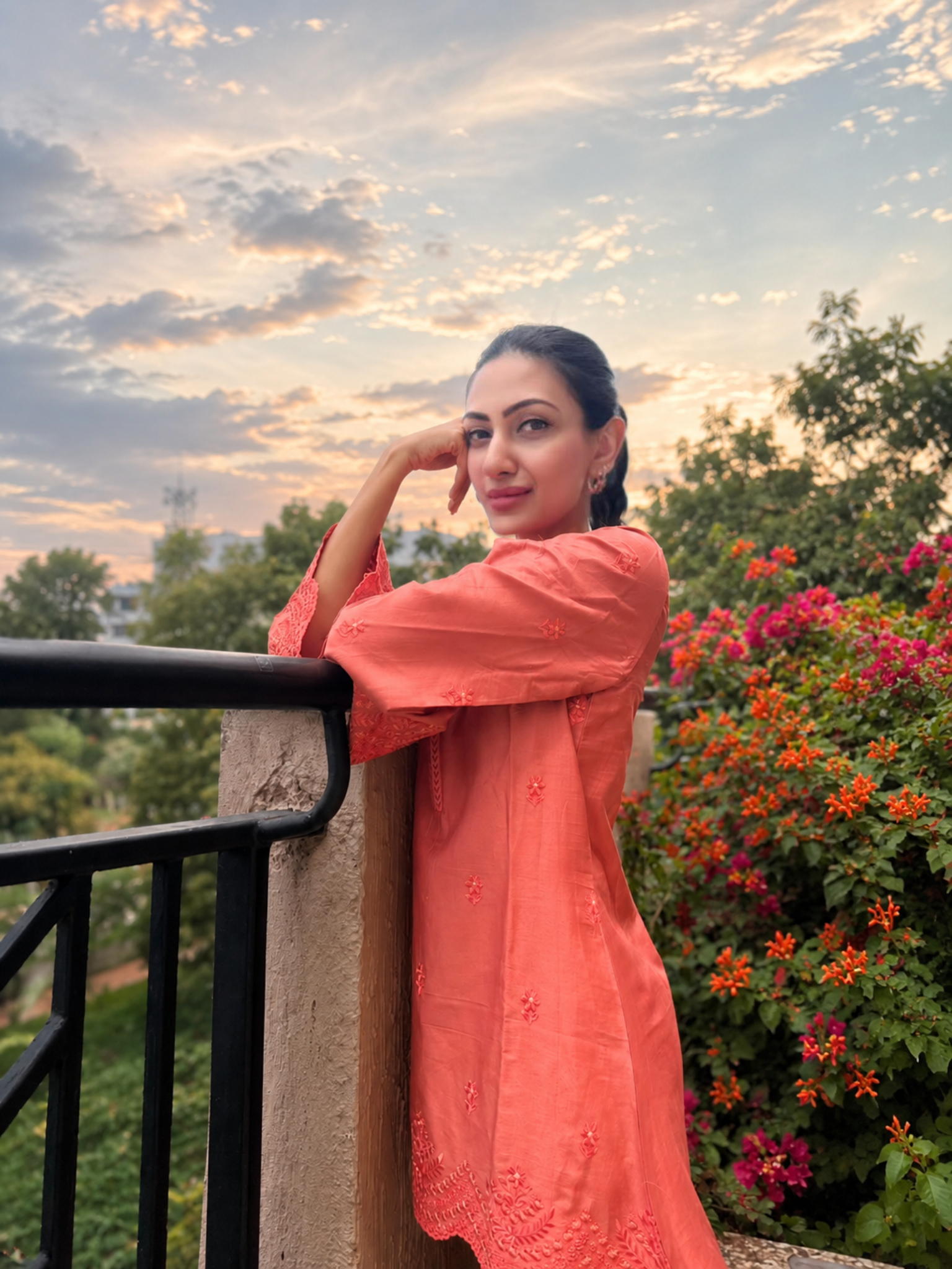 Neelam Upadhaya in ZORA - Rust Embroidered Co-ord Set
