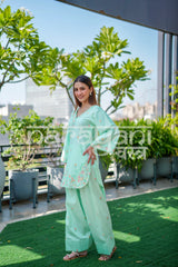 EIRA - Sea Green Embroidered Cotton Co-ord Set