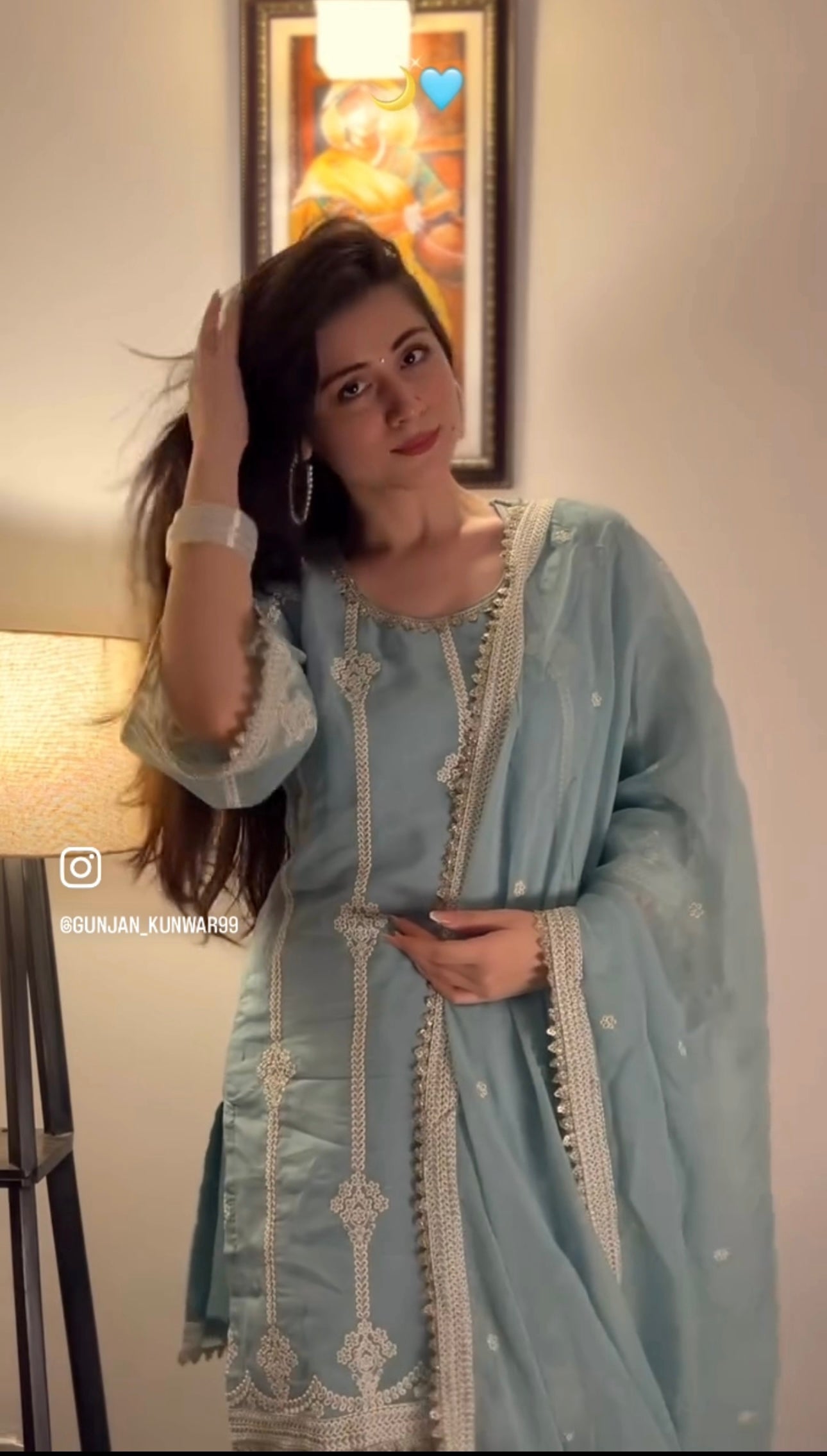 Gunjan Kunwar in Chandani - Blue Organza Sharara Set.