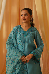 FREYA - Blue Chanderi Suit Set