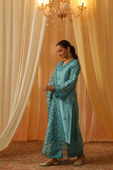 FREYA - Blue Chanderi Suit Set
