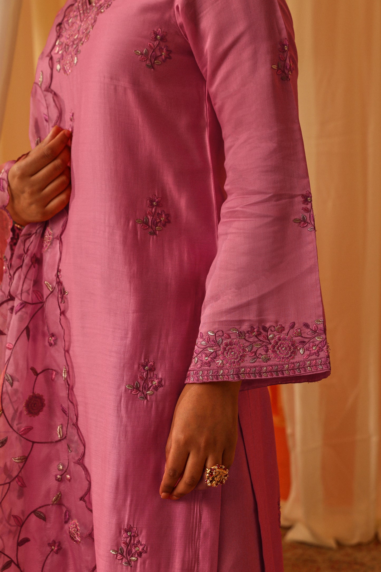 NOOR - Pink Chanderi Suit Set