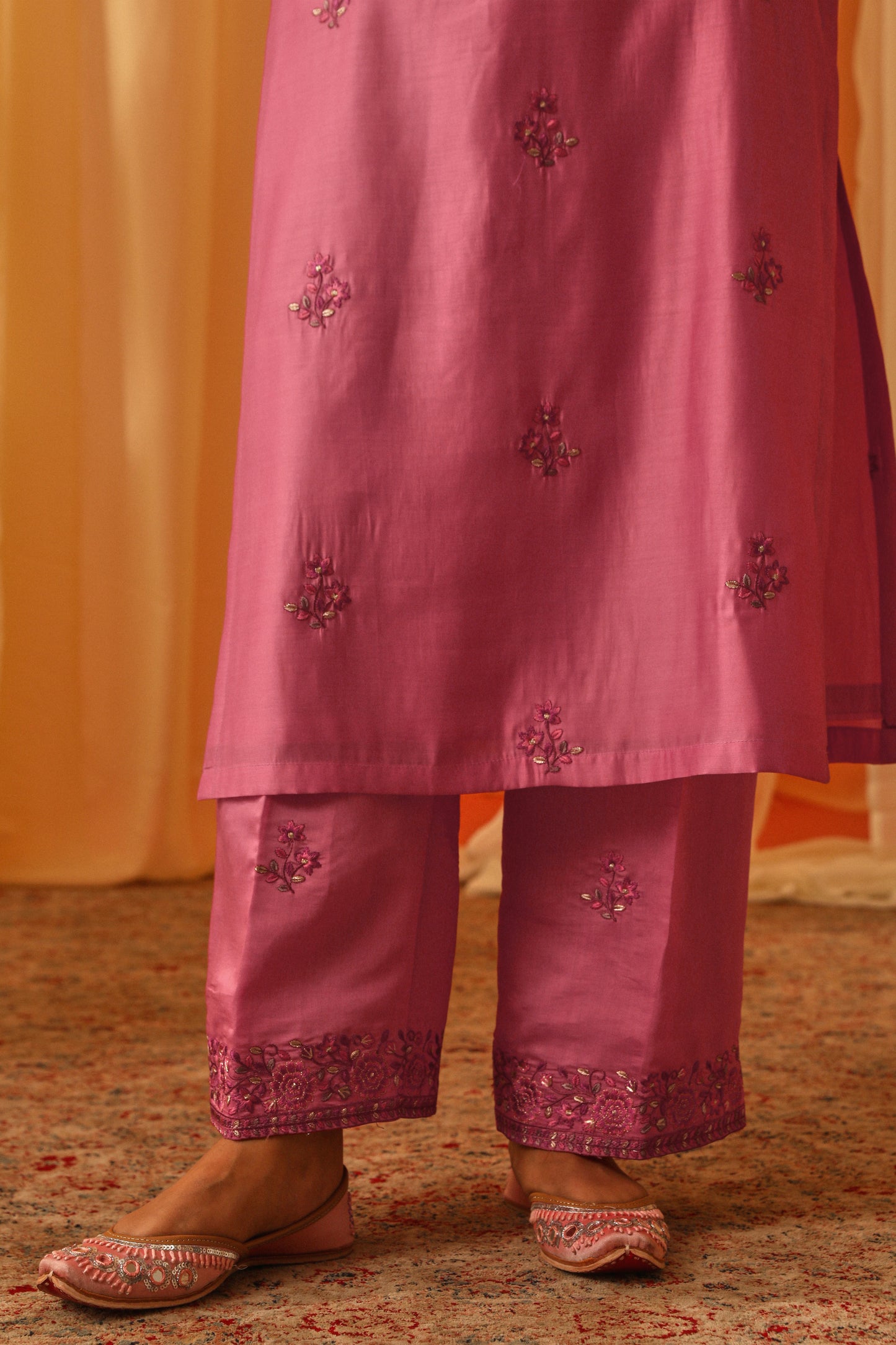 NOOR - Pink Chanderi Suit Set