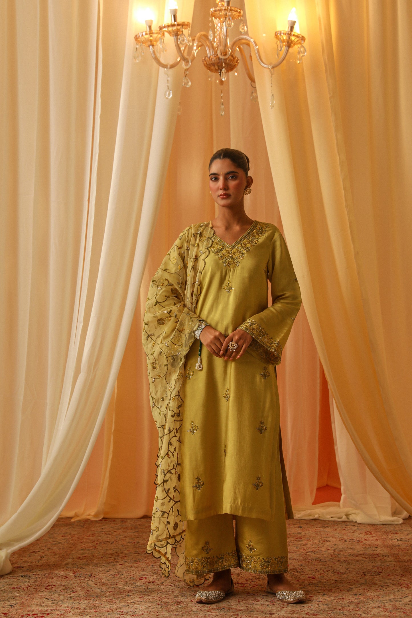 Ishita Sandhu in MEERA - Yellow Chanderi Suit Set