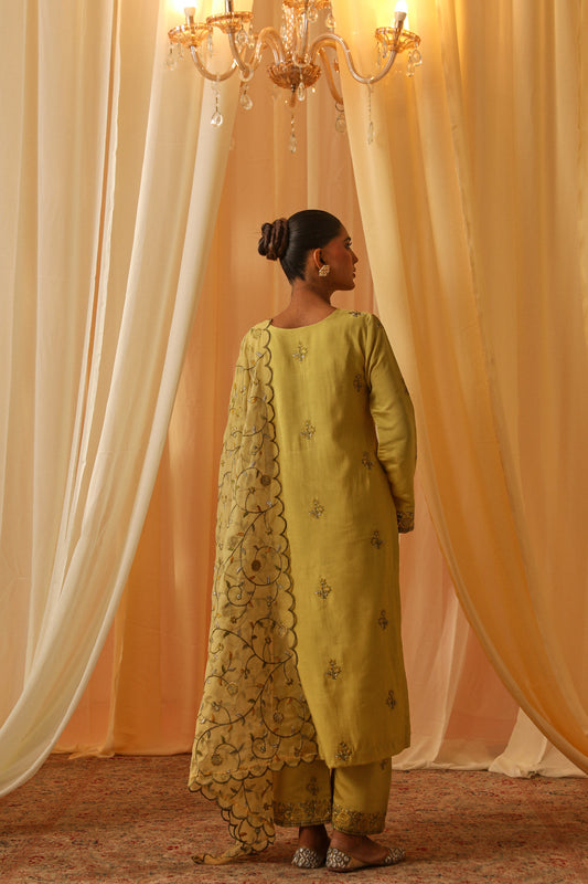 MEERA - Yellow Chanderi Suit Set