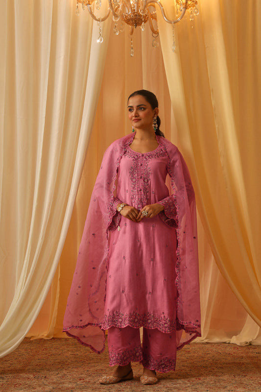 AFSANA - Pink Chanderi Suit Set