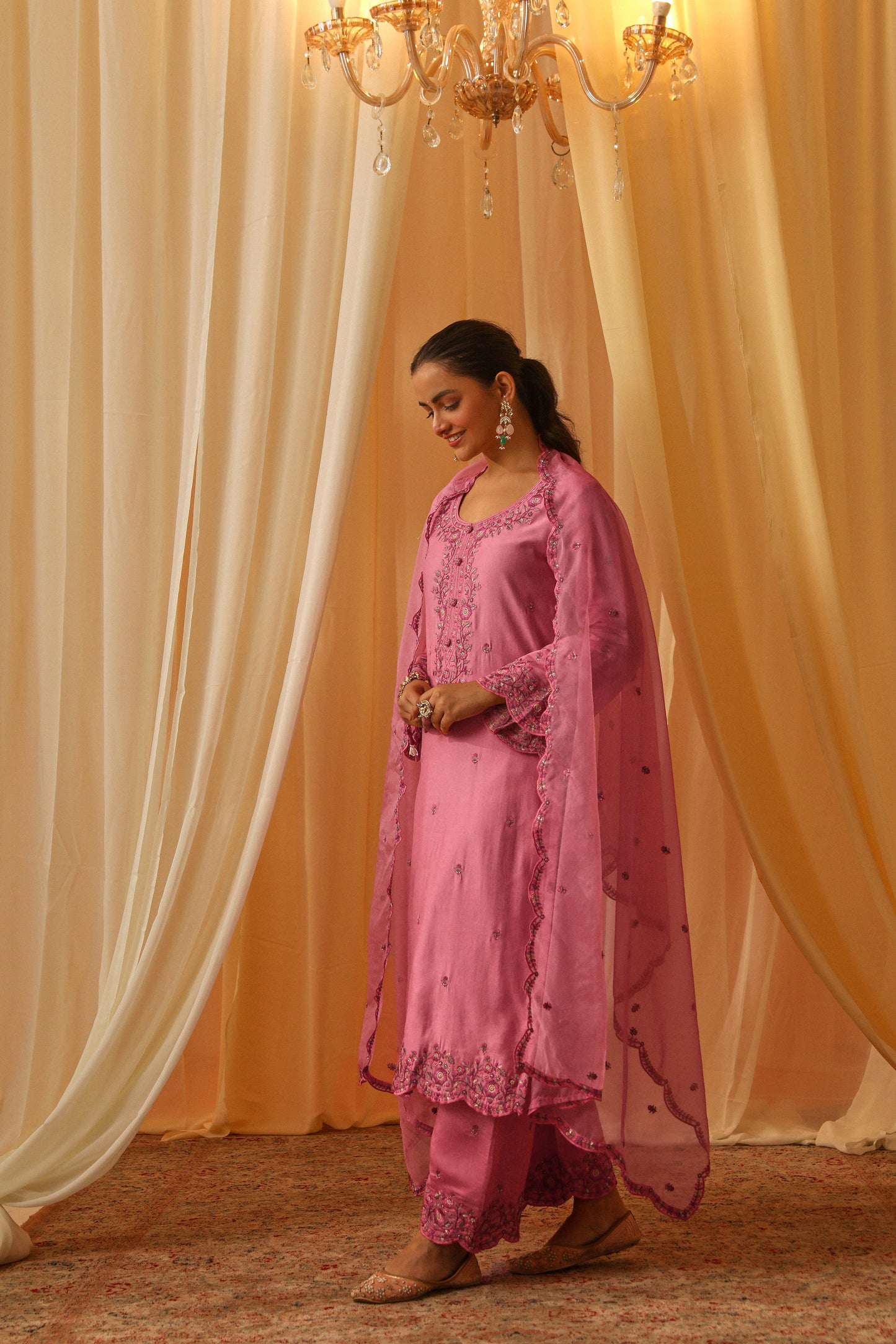 AFSANA - Pink Chanderi Suit Set