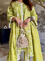 Silkeena Kaur in PRAKRITI - Green Cotton Suit Set