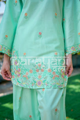 EIRA - Sea Green Embroidered Cotton Co-ord Set