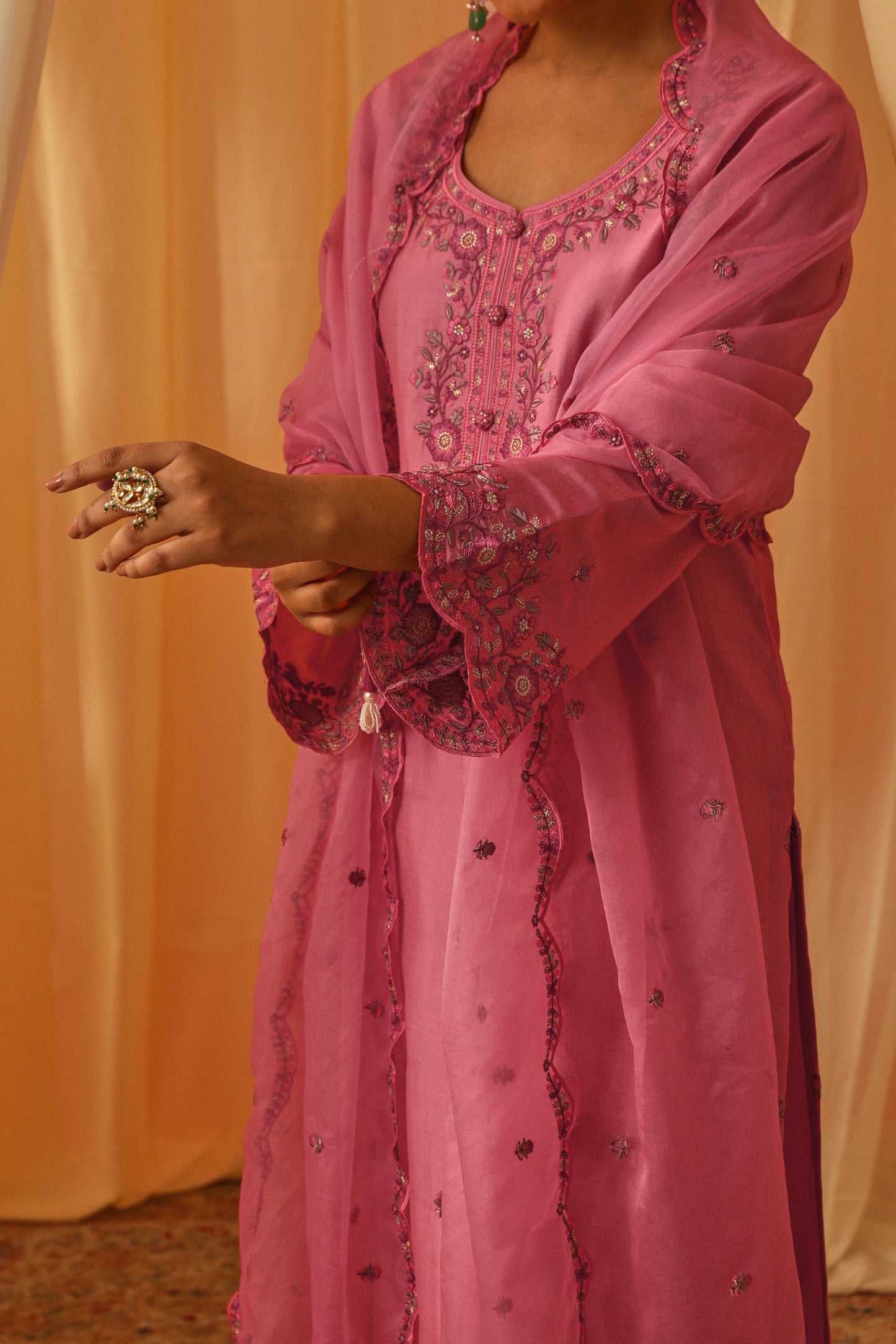 AFSANA - Pink Chanderi Suit Set