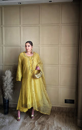Shonima Kaul in ANYA -  Yellow Chanderi Suit Set