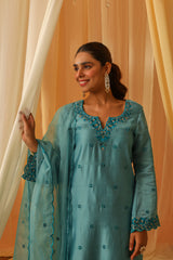 MUNIR - Blue Chanderi Suit Set
