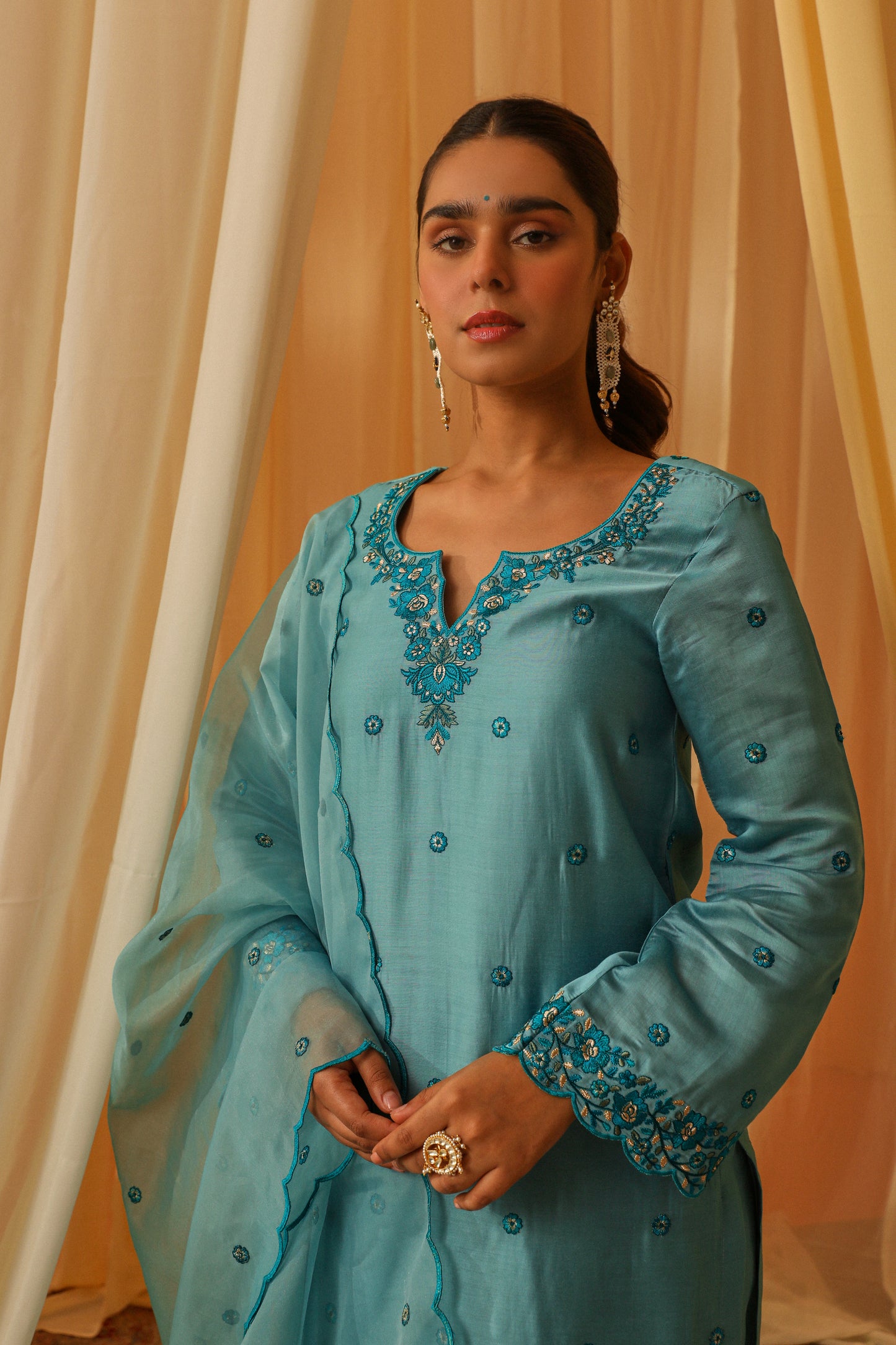 MUNIR - Blue Chanderi Suit Set