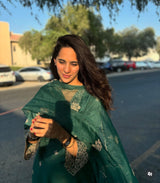 Dr. Taniya Bakshi in Pine Green Chanderi Silk Suit Set