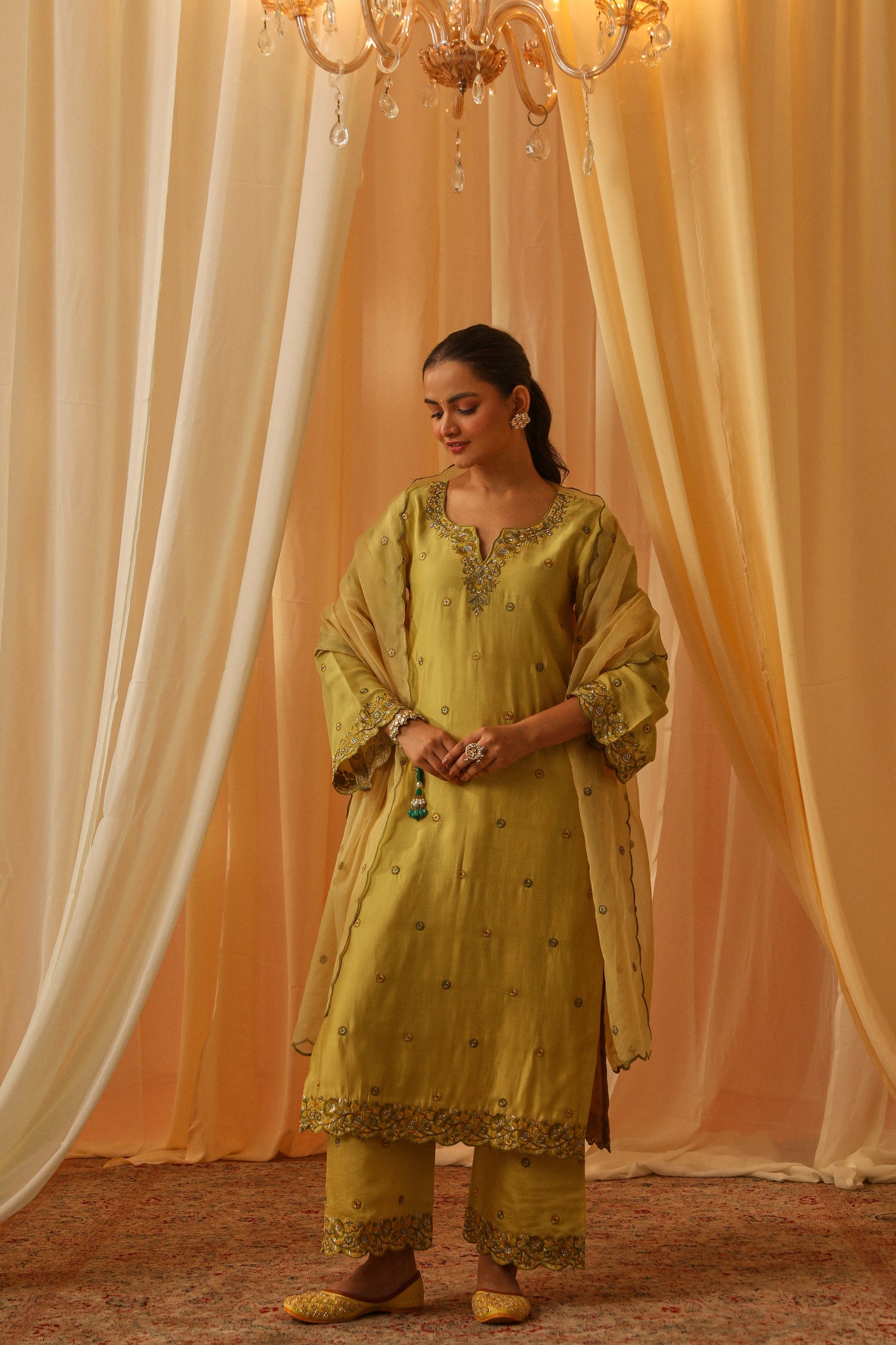 ROOP - Yellow Chanderi Suit Set