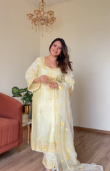 POOJA (@thefashionchauvinst) SAMIYA - Lime Yellow Chanderi Suit Set