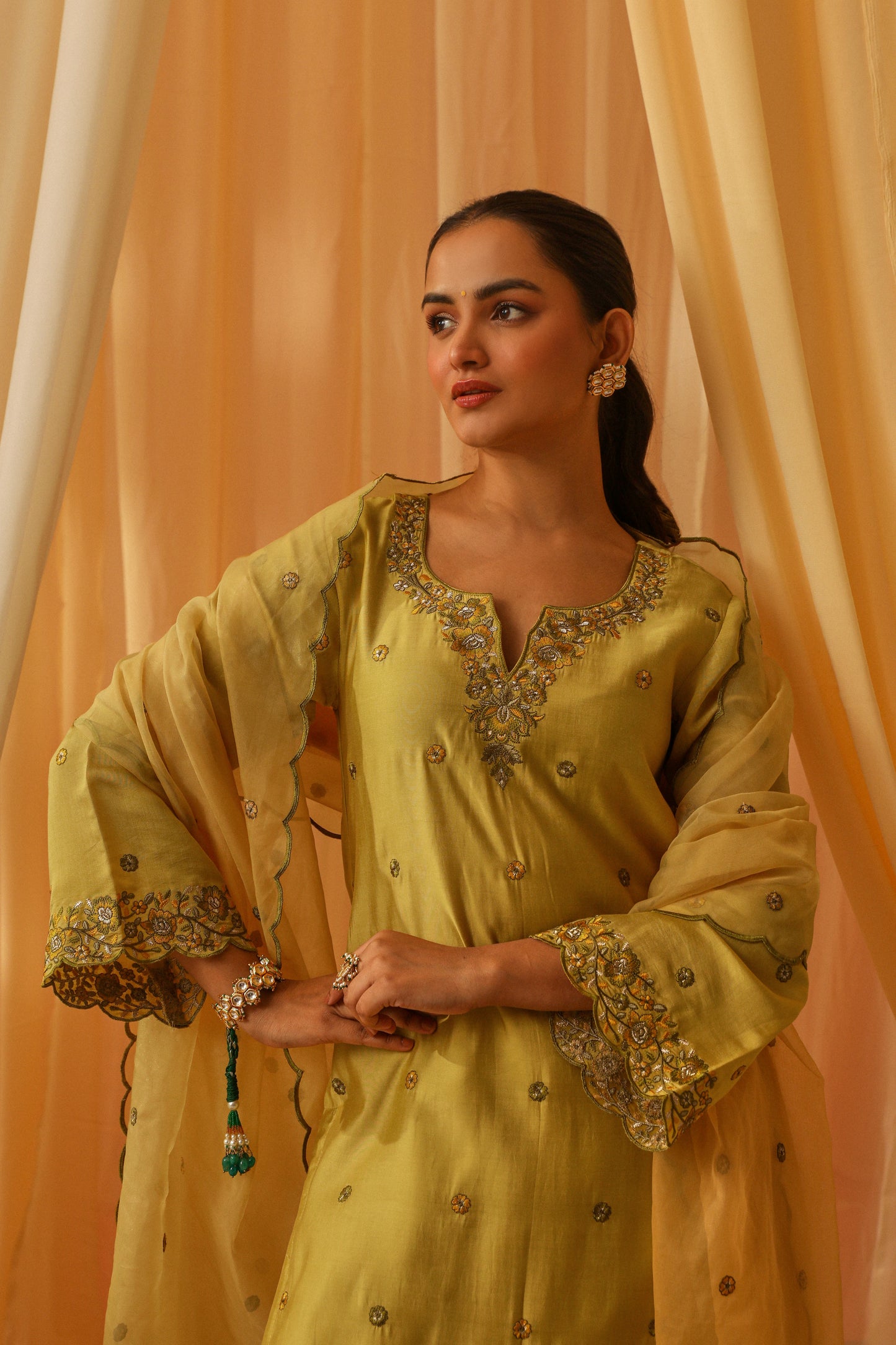 ROOP - Yellow Chanderi Suit Set