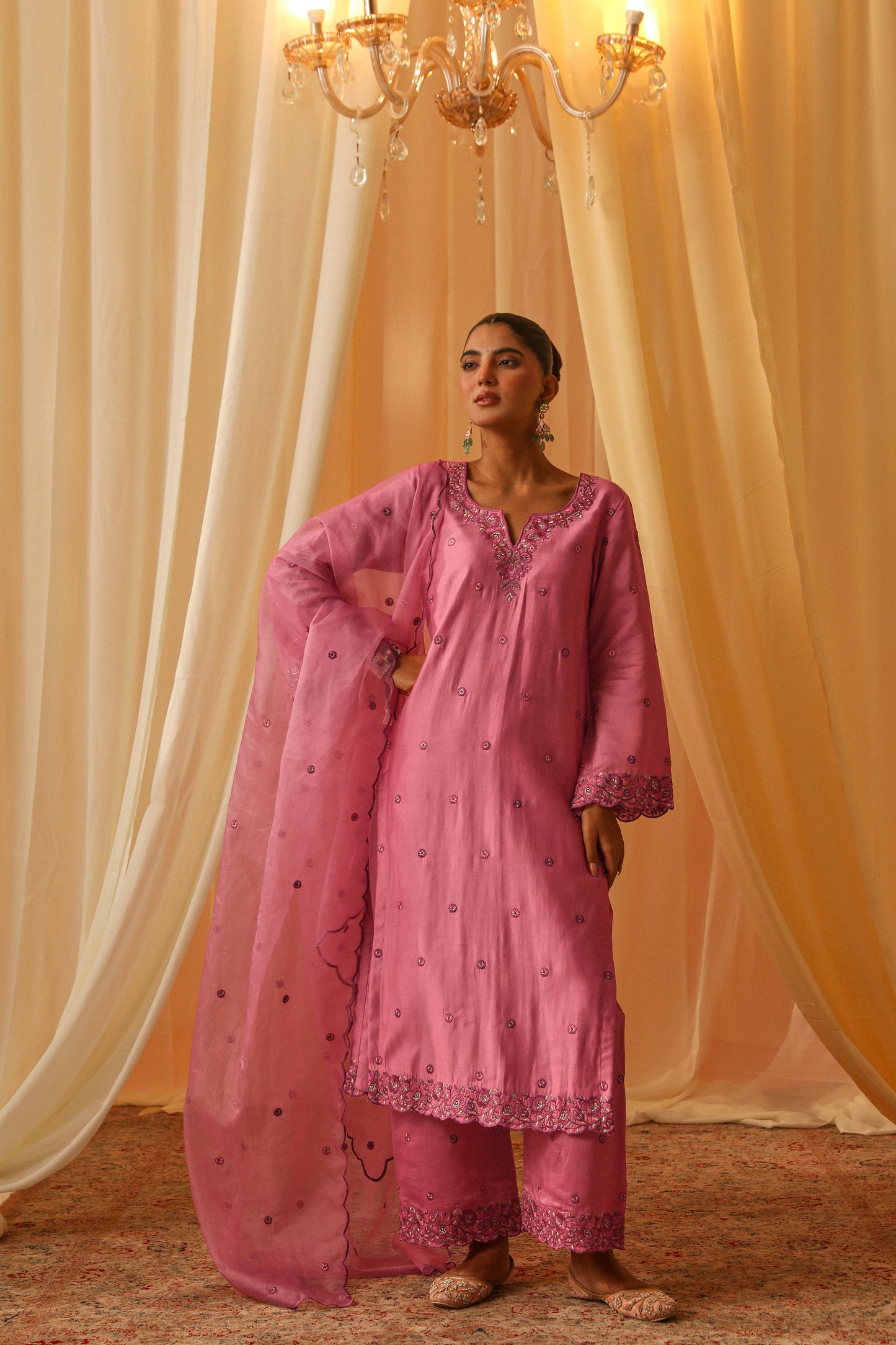 GULHAR - Pink Chanderi Suit Set