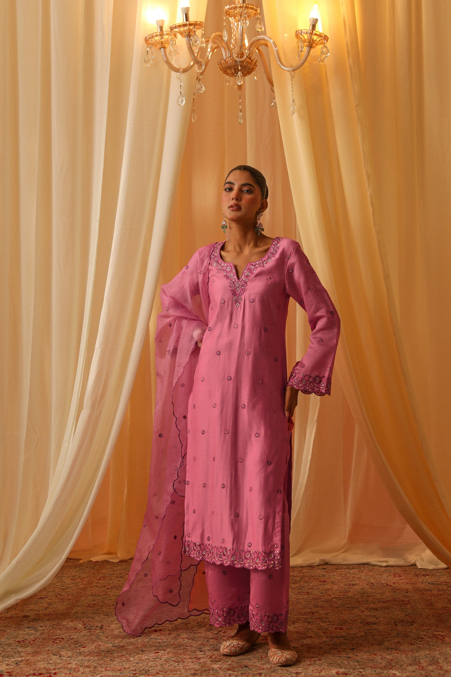 GULHAR - Pink Chanderi Suit Set