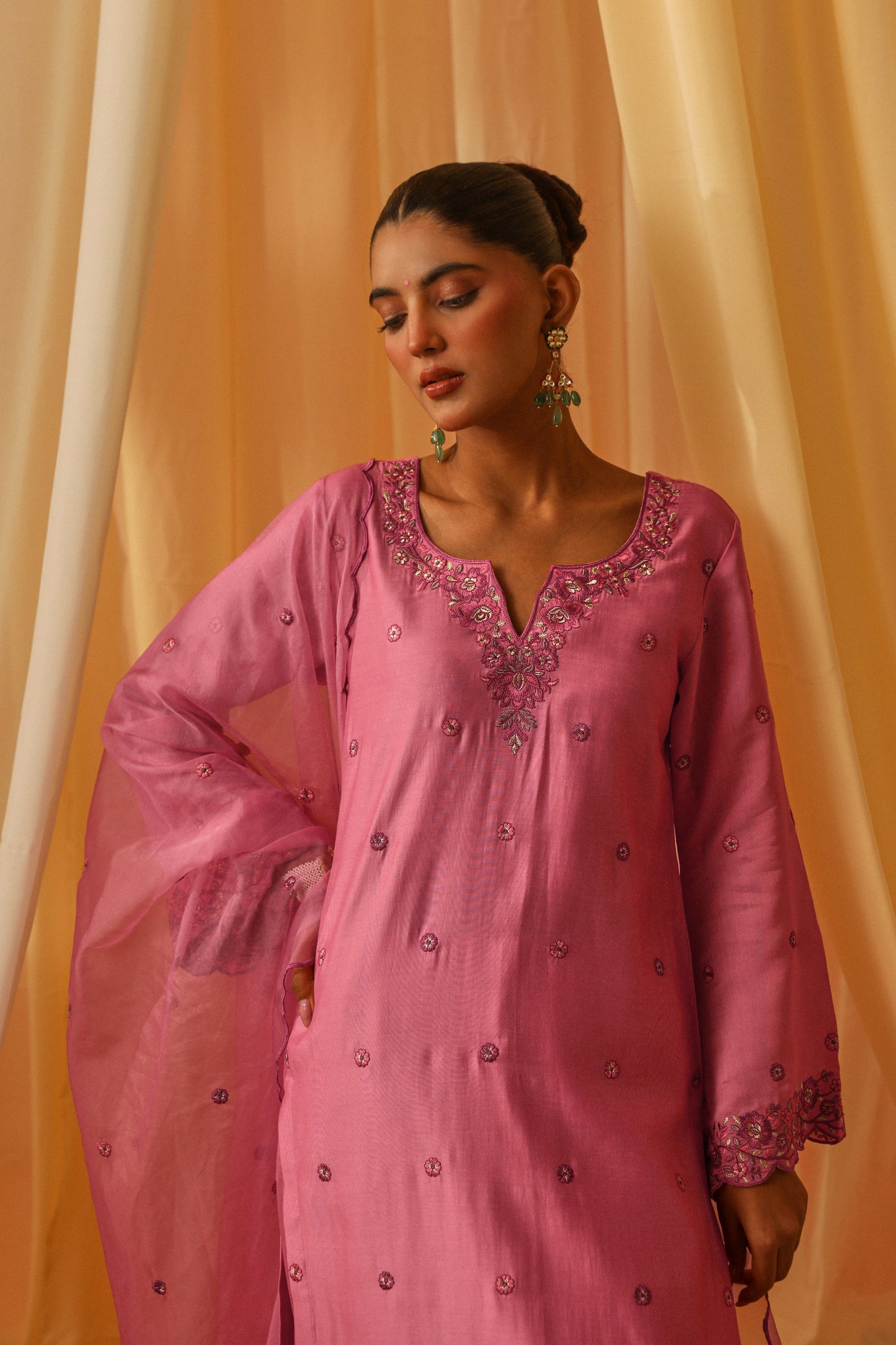 GULHAR - Pink Chanderi Suit Set