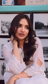Jiya Shankar in Aseem Ivory White Embroidered Straight Suit Set