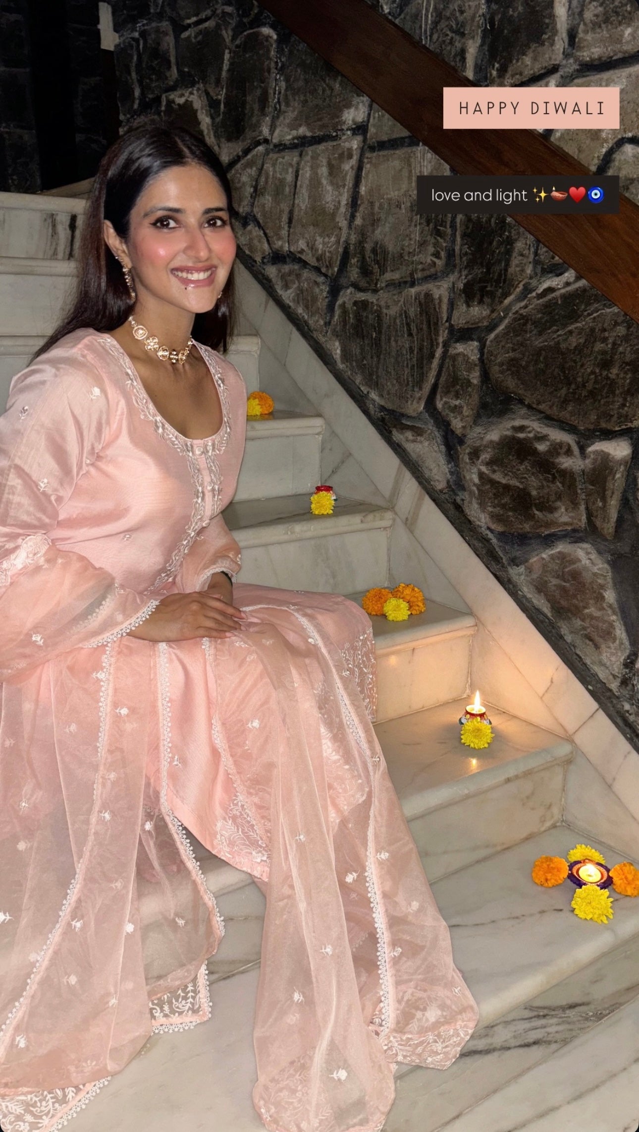 Pranutan Bahl in Nargis - Peach Embroidered Suit Set.