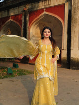 Nikita Bagri in Nazneen - Yellow Organza Sharara Set.