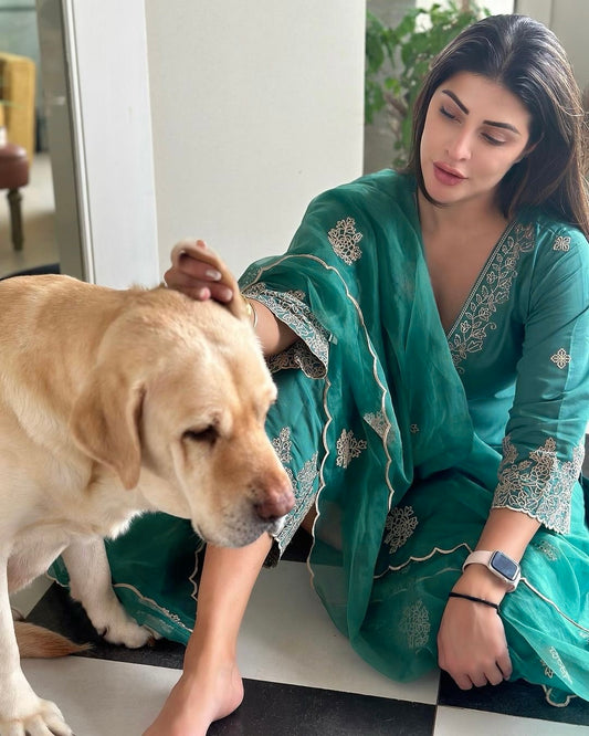 Karishma Kotak in Pine Green Chanderi Silk Suit Set