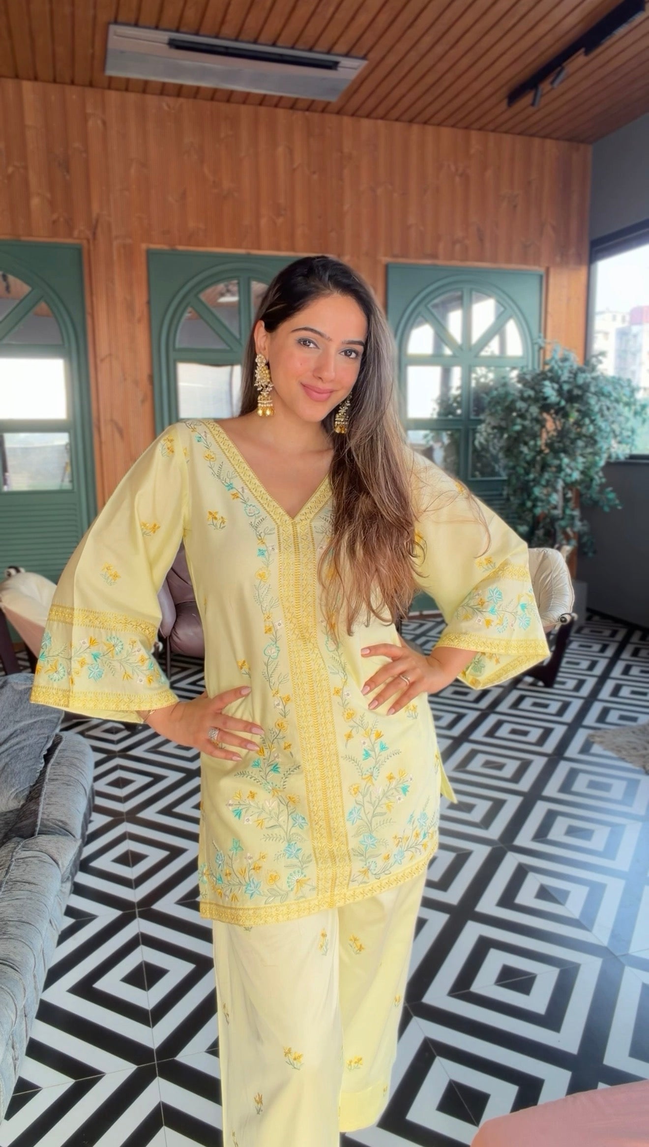 Amita Singh in VIAN - Yellow Embroidered Co-ord Set
