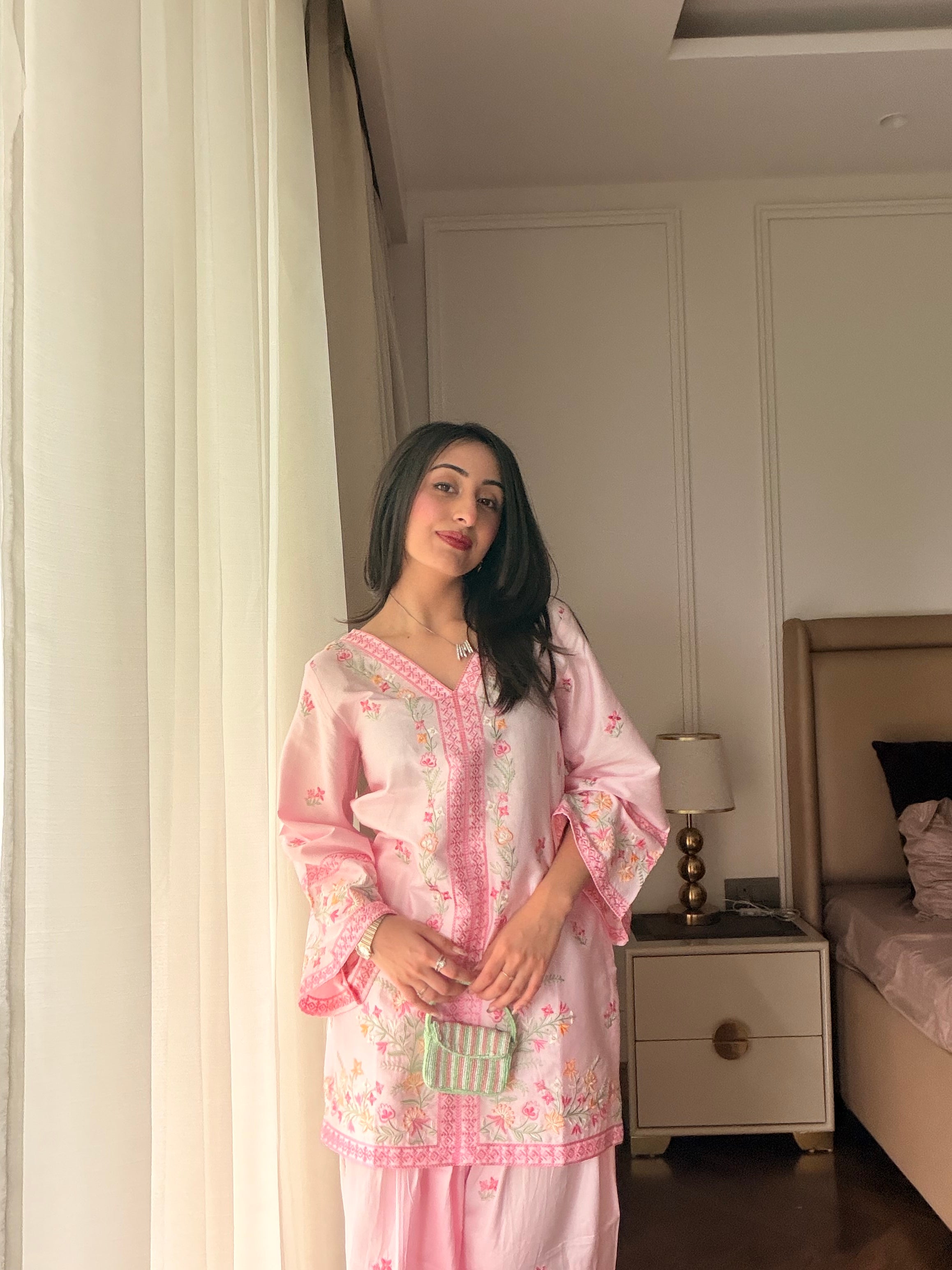 Hiral Kochar in LUNE - Pink Embroidered Co-ord Set