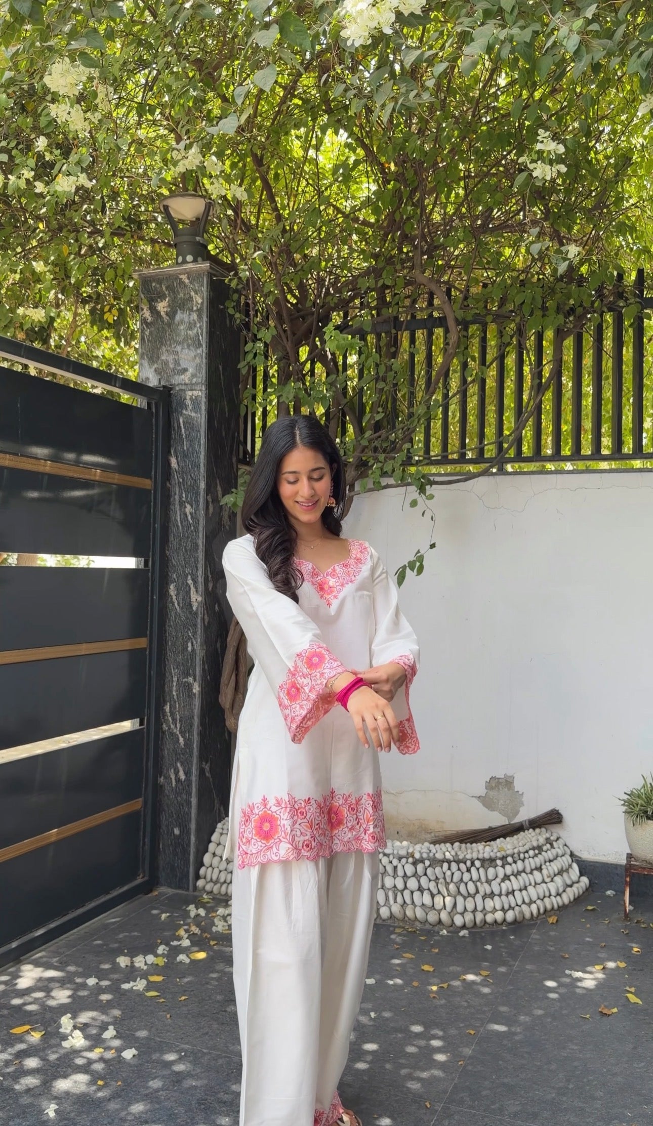Bhumika Dhingra in SCARLET -  White Embroidered Co-ord Set