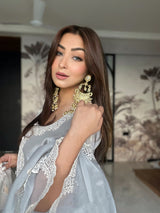 Anmol Bhatia in Silver Grey Chanderi Suit Set
