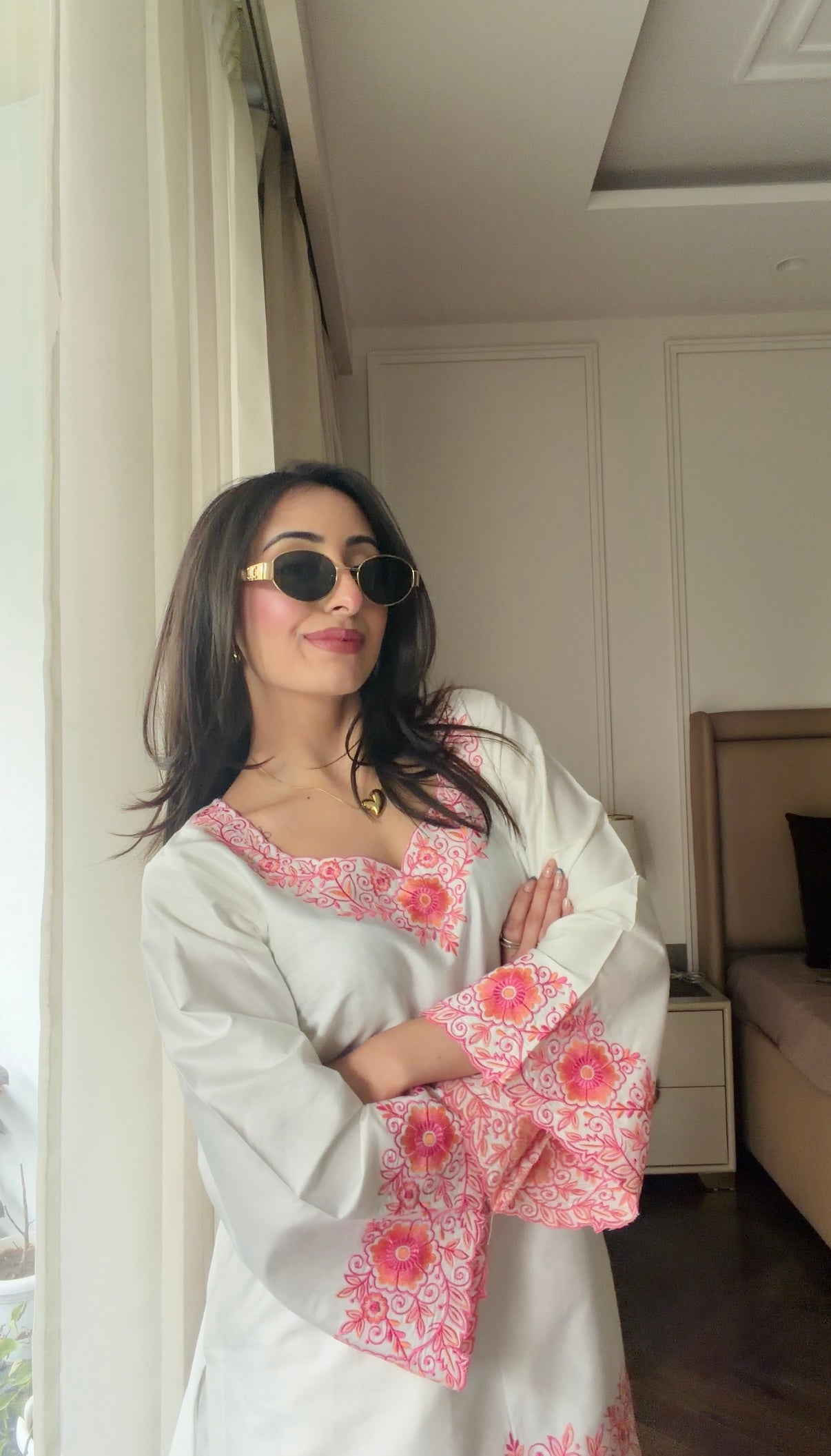 Hiral Kochar in SCARLET -  White Embroidered Co-ord Set