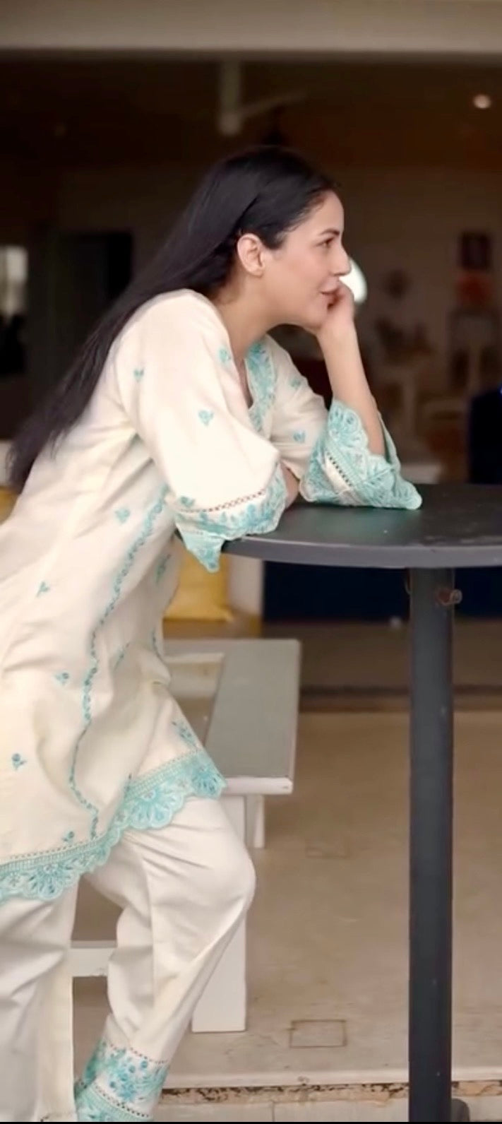 Shehnaaz Gill in AERIS - Ivory Embroidered Co-ord Set