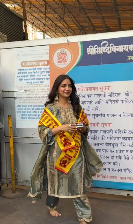 Jiya Shankar in HAYA - Sage Blue Tissue-Organza Suit Set