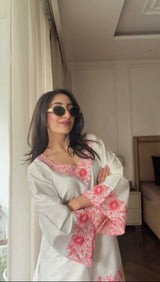 Hiral Kochar in SCARLET -  White Embroidered Co-ord Set