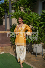 SORA - Yellow Embroidered Cotton Co-ord Set.