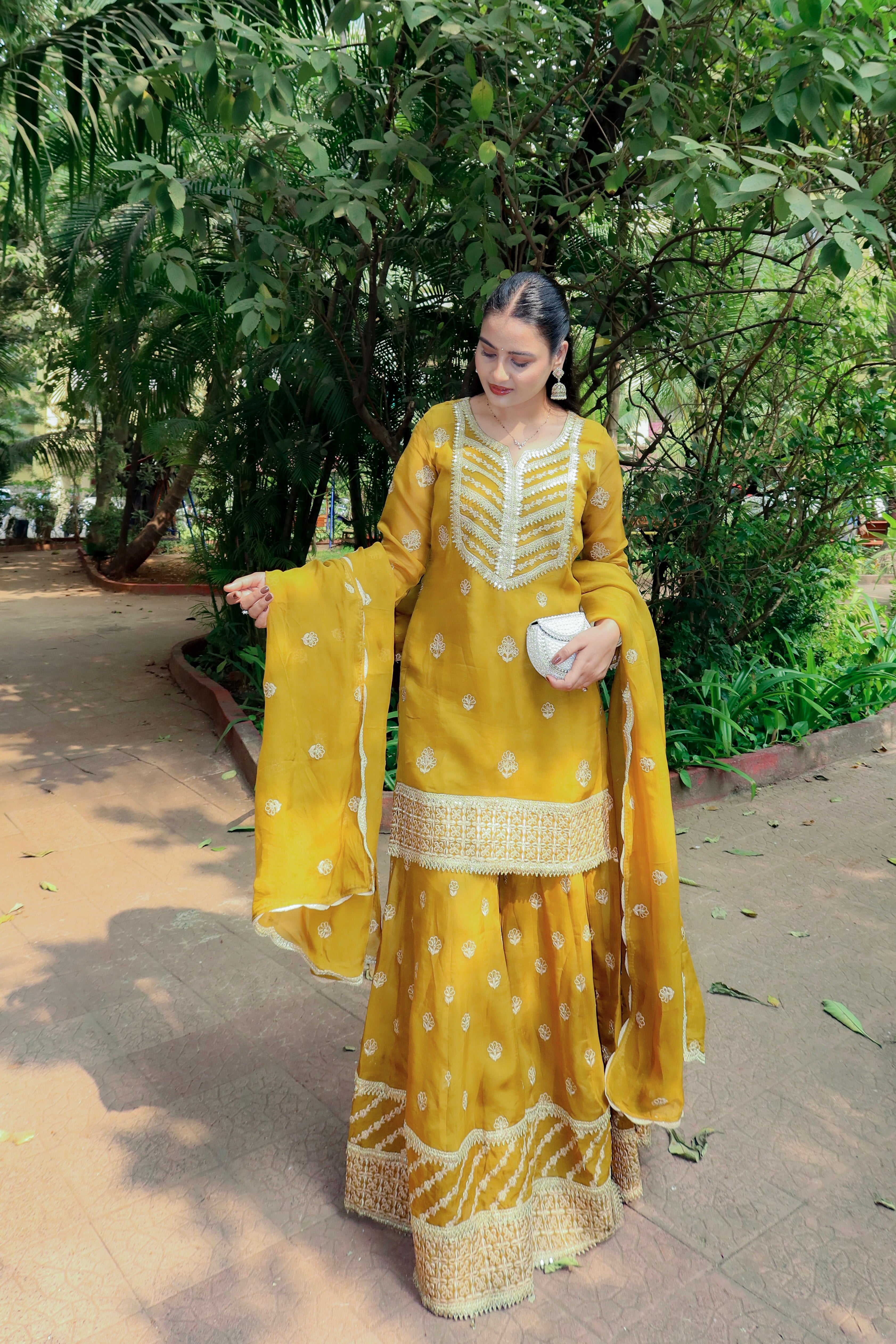 Priyanka Pareek in CHARVI - Yellow Organza Sharara Set